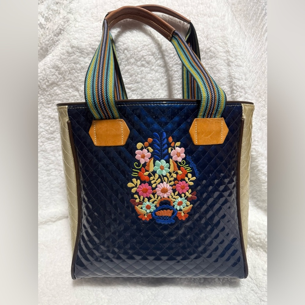 Consuela Felicia Classic Embroidered Navy Tote